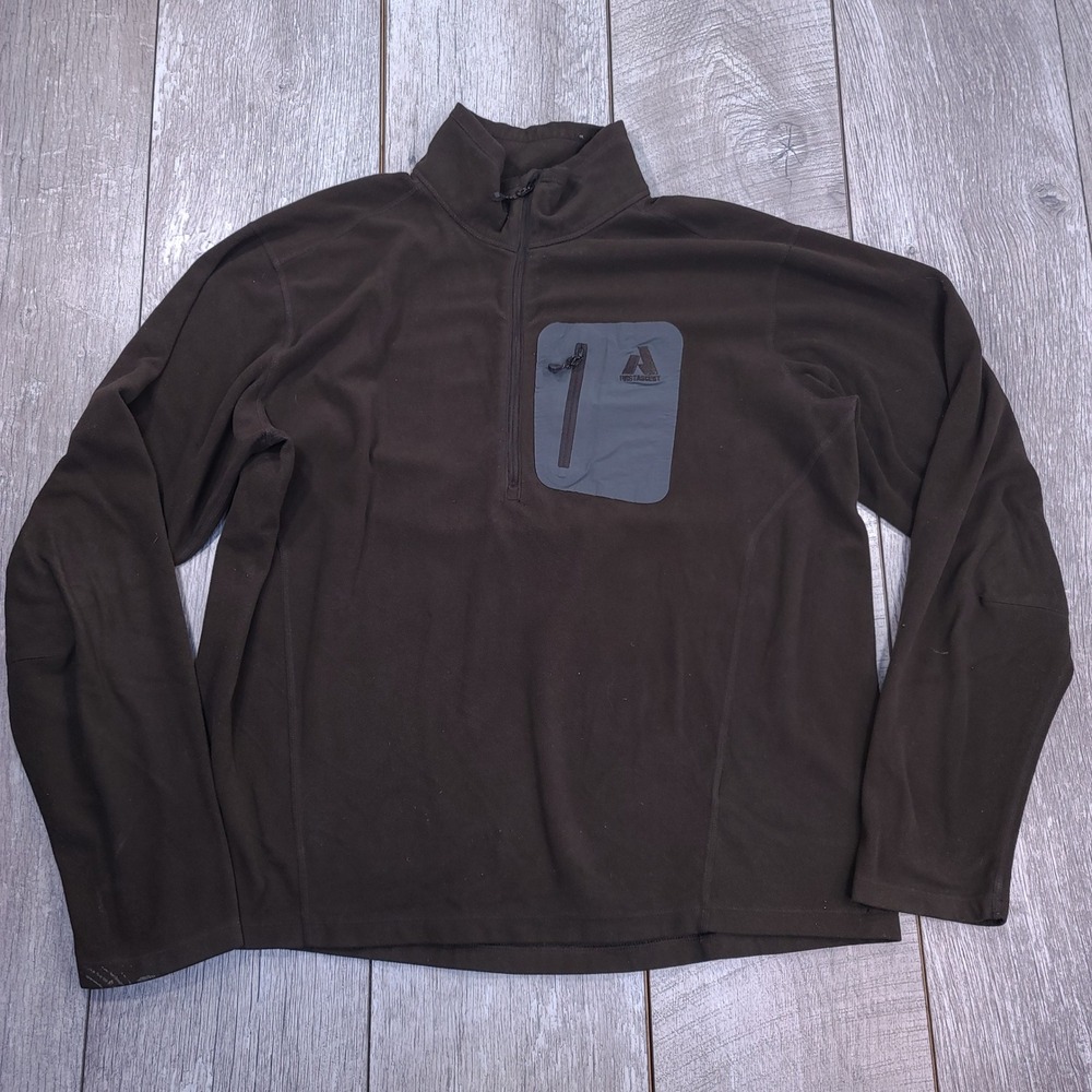 Eddie Bauer First Ascent Pullover Mens Large Brown Fleece Quarter Zip Jacket